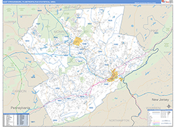 East Stroudsburg Metro Area Wall Map Basic Style 2026